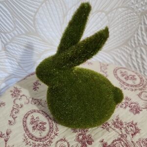 Green Moss Bunny Rabbit Figurine Cottage Easter Spring Coquette
